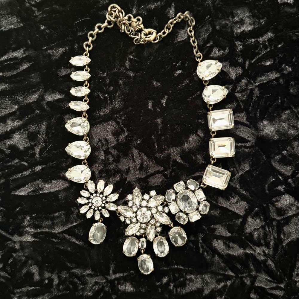J. Crew Clear Crystal and Goldtone Statement Necklace